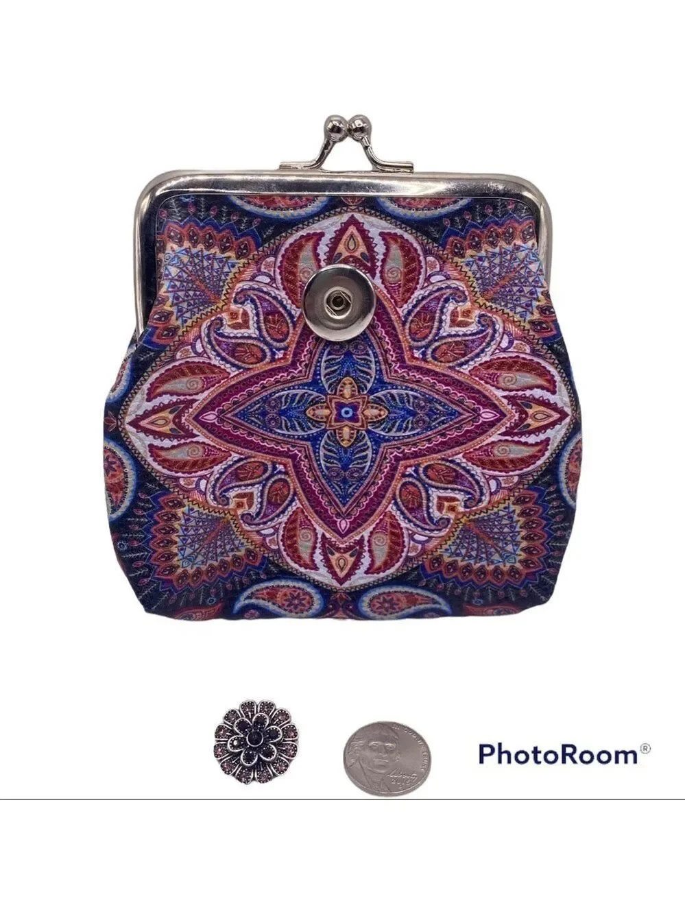 Blue & Red Paisley Snap Jewelry Change Purse with & Burgandy Floral Snap! VIDEO!